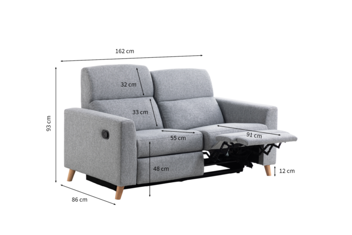 Canapé de relaxation électrique DALI 2 places en tissu
