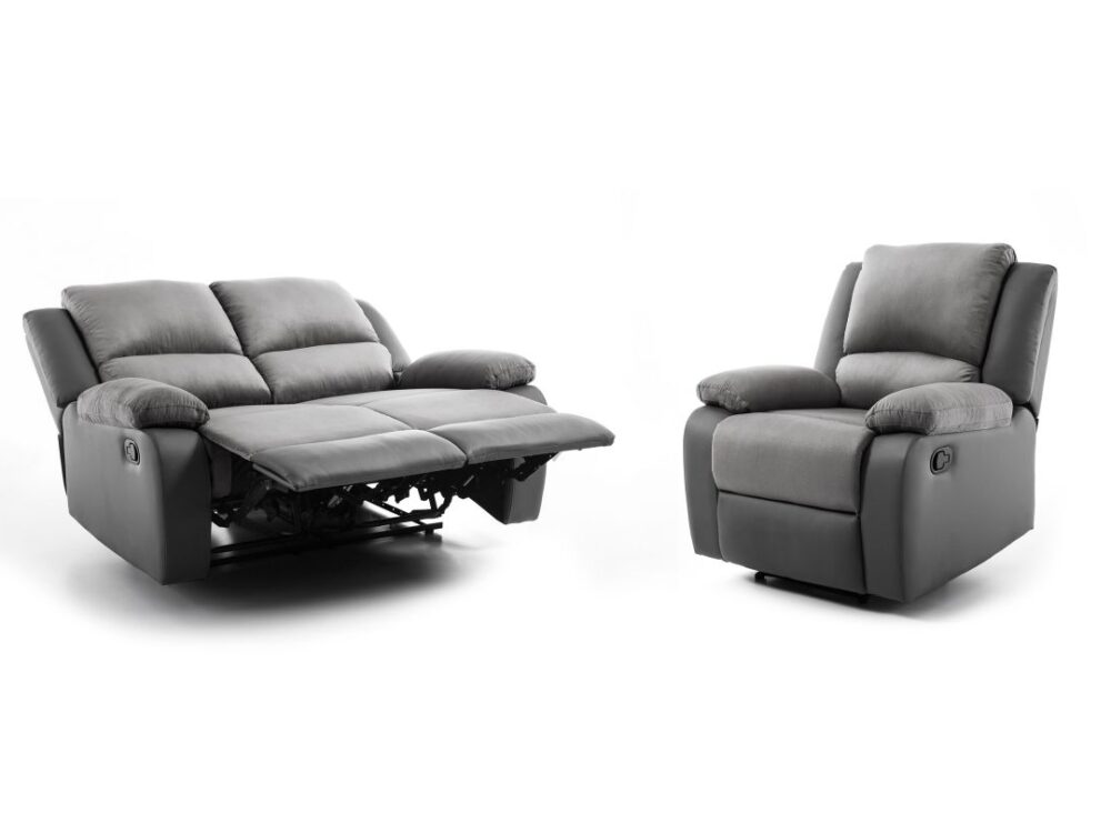 Ensemble canapé 9121 relax manuel 2 places + fauteuil manuel en microfibre et simili