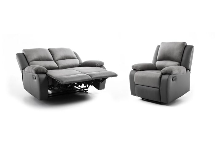 Ensemble canapé 9121 relax manuel 2 places + fauteuil manuel en microfibre et simili